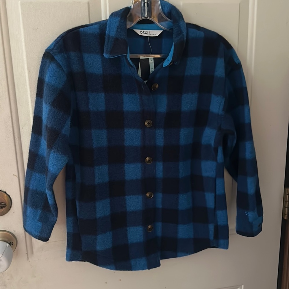 DSG DICKS SPORTING GOODS PLAID SHACKET: BUFFALO PLAID BLUE: NWT:SIZE S